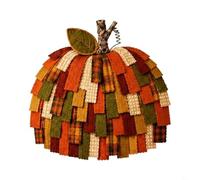 FUANA Ghirlanda di zucca patchwork per porta d'ingresso, realizzata a mano, raccolto autunnale per decorazione per Halloween, Ringraziamento, da appendere alla parete, 68,5 x 61 cm (senza luce)