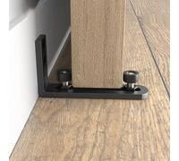 FUANA Guida per pavimento per porta scorrevole in acciaio al carbonio, tappo inferiore regolabile con doppia ruota, prevenzione dell'oscillazione della porta nera per un funzionamento regolare della