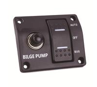 FUANA Interruttore a pannello marino per pompe di sentina da 12 V 24 V, interruttore automatico a galleggiante con portafusibile integrato e interruttore a 3 posizioni illuminato, nero