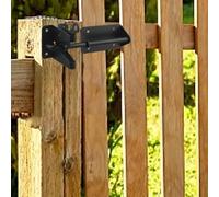 FUANA Kit di chiavistello automatico resistente per cancello per giardino, recinzione, piscina, in metallo, per esterni, autobloccante con tirante per cavo, serratura nera