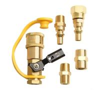 FUANA Kit di connessione rapida per propano camper, 5 adattatori in ottone da 1 4 pollici con valvola di intercettazione e accoppiatore a flusso completo, per barbecue all'aperto e riscaldatore