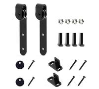 FUANA Kit hardware per porta scorrevole per armadietto, sistema super mini con rulli lisci, senza guida per slot per pavimento, capacità 31,8 kg, serratura per porta in acciaio al carbonio verniciato