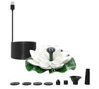 FUANA Lotus - Fontana a energia solare, alimentata tramite USB, per vasca, laghetto, giardino, silenzioso, con ugelli multipli, viola, bianco, rosa (bianco)