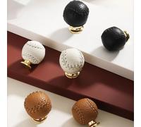 FUANA Maniglia in pelle per armadietto, in lega di zinco, foro singolo, design a sfera, diametro 27 mm, confezione da 2 serrature