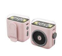 FUANA Mini altoparlante con clip posteriore magnetica, luce notturna e visualizzazione dell'ora, audio retrò portatile da 5 W per ON-THE-GO, cavo auricolare da 400 mAh