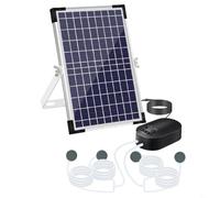 FUANA Ossigenatore solare per laghetto, 10 W, 3 modalità, 4400 mAh, kit aeratore per acquario da giardino, 4 pietre porose