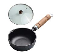 FUANA Padella piccola in ghisa con fondo piatto, superficie antiaderente non rivestita, compatibile con fornelli a induzione e gas, nera, 13 x 5 cm A