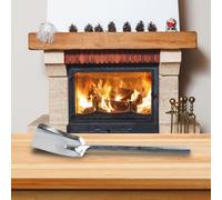 FUANA Pala per camino per barbecue e camini interni, strumento per cenere di ferro con manico lungo, 410 x 97 mm, pala per pulizia per carbone e suolo, accessori per radiatori