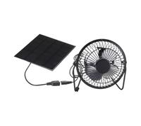 FUANA Pannello solare da 5 W con ventola di raffreddamento USB per campeggio, serra, camper, casa del cane, pollo, kit di ventilazione alimentato dal sole da 6 V, tester elettrico con sensore