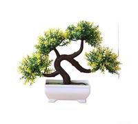 FUANA Pianta artificiale realistica in vaso, con palla di erba bonsai, albero con barba di drago simulato per decorazione soggiorno e ufficio, plastica (giallo)