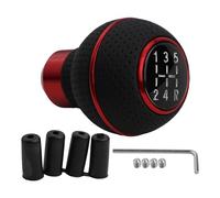 FUANA Pomello del cambio a 5 velocità in pelle con base in lega di alluminio, per auto, camion, SUV, facile da installare, misura universale