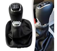 FUANA Pomello del cambio per Skoda Octavia 2 A5/A6 2004-2012 5/6 marce con rivestimento in pelle nera, ricambio in metallo e plastica