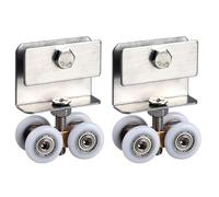 FUANA Puleggia a quattro ruote in rame per doccia per porta scorrevole del bagno, confezione da 2, ruote in nylon da 20 mm, serratura per porta argento