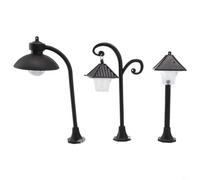 FUANA Scala 1/12 per mini lampione stradale in PVC nero, pezzo decorativo, ideale per casa delle bambole, giardino, ferrovia, treno, scena, installazione, 14 cm (1 set (3 pezzi)