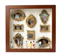 FUANA Scatola colorata fai da te con sagoma museale, kit per cornici e cornici per matrimoni, San Valentino, compleanno, decorazione in legno marrone (marrone)