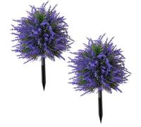 FUANA Sfere artificiali di lavanda topiaria da esterno, picchetto stabile, decorazione per giardino e casa