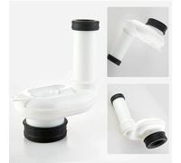 FUANA Sifone per orinatoio in PP orizzontale DN50 x DN40/50, raccordo di scarico per sifone da parete, serratura bianca