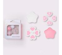 FUANA Simpatico set di tappi per pulsanti in silicone per Nintendo Switch 2, impugnature morbide a D con adesivi ABXY, cover per controller rosa e bianca per una migliore presa e stile