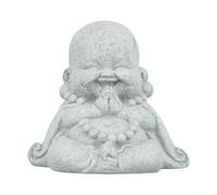 FUANA Statua di Buddha sorridente effetto arenaria, ornamento da giardino resistente per uso interno ed esterno, decorazione sicura per acquario che non galleggia, 8,8 x 7 x 8,3 cm