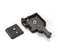 FUANA Supporto a piastra QR a sgancio rapido in lega di alluminio con 3 livelli di bolla per treppiede monopiede testa a sfera, adattatore a vite da 1/4"-3/8", capacità di carico 5 kg, piastra