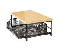 FUANA Supporto per microonde con solido MDF e metallo, cestino estraibile, ruote bloccabili, piccolo ripiano da cucina, bianco nero (nero)