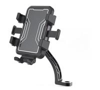 FUANA Supporto per telefono da bicicletta in lega di alluminio, compatibile con la maggior parte degli smartphone, regolabile in altezza, base a molla per manubrio della bicicletta, nero