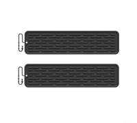 FUANA Tappetino scolapiatti in silicone, antiscivolo, per bancone della cucina, tappetino inclinato con canale di drenaggio, resistente al calore e facile (nero, 35 cm, 2 pezzi)