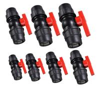 FUANA Valvola a sfera per tubi in PE con filettatura esterna, raccordo per tubo flessibile da 16-63 mm, per sistemi di irrigazione, nero + maniglia rossa serratura