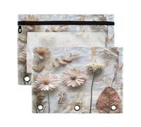 Fuauuyl 1 astuccio con fiori secchi per raccoglitori a 3 anelli, astuccio trasparente con finestra per raccoglitore, astuccio con cerniera, confezione da 2, B, one sizex2, Organizer per borse