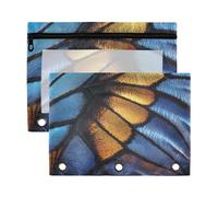 Fuauuyl Astuccio colorato con ali di farfalla per raccoglitore a 3 anelli, astuccio trasparente con finestra per raccoglitore, astuccio con cerniera, confezione da 2