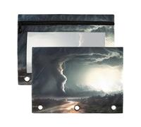 Fuauuyl Astuccio nero Tornado per raccoglitori a 3 anelli, astuccio trasparente con finestra per raccoglitore, astuccio con cerniera, confezione da 2