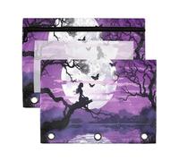 Fuauuyl Fairy of The Moon2 - Astuccio per raccoglitori a 3 anelli, con finestrella trasparente, per raccoglitori, con cerniera, confezione da 2, B, one sizex2, Organizer per borse