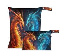Fuauuyl Fire and Ice Dragon - Borsa per pannolini in tessuto, impermeabile, con scomparti con cerniera, per spiaggia, palestra, piscina, viaggi, 30 x 36 cm, Multicolore, Taglia unica, moderno