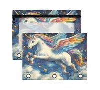 Fuauuyl Flying Horse at Night Sky (1) astuccio per raccoglitore a 3 anelli, astuccio trasparente con finestra per raccoglitore, astuccio con cerniera, confezione da 2