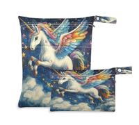 Fuauuyl Flying Horse at Night Sky (1) Borsa per pannolini in tessuto, impermeabile, con scomparti con cerniera, per spiaggia, palestra, piscina, viaggi, 30 x 36 cm, Multicolore, Taglia unica, moderno