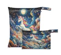 Fuauuyl Flying Horse at Night Sky, borsa per pannolini in tessuto, impermeabile, con scomparti con cerniera, per spiaggia, palestra, piscina, viaggi, 30 x 36 cm, Multicolore, Taglia unica, moderno