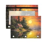 Fuauuyl Lakeside Lodge - Astuccio per raccoglitori a 3 anelli, con finestra trasparente, per raccoglitori, con cerniera, confezione da 2, B, one sizex2, Organizer per borse