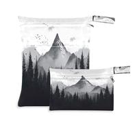 Fuauuyl Nature Mountains and Forest - Borsa per pannolini in tessuto, impermeabile, con scomparti con cerniera, per spiaggia, palestra, piscina, viaggi, 30 x 36 cm, Multicolore, Taglia unica, moderno
