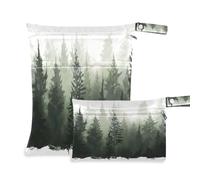 Fuauuyl Pine Trees, borsa per pannolini in tessuto, impermeabile, con scomparti con cerniera, per spiaggia, palestra, piscina, viaggi, 30 x 36 cm, Multicolore, Taglia unica, moderno