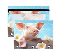 Fuauuyl Pretty Little Pig - Astuccio per raccoglitori a 3 anelli, con finestrella trasparente, per raccoglitori, con cerniera, confezione da 2, B, one sizex2, Organizer per borse