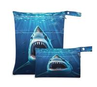 Fuauuyl Shark Baby - Borsa per pannolini in tessuto, impermeabile, con scomparti con cerniera, per spiaggia, palestra, piscina, viaggi, 30 x 36 cm, Multicolore, Taglia unica, moderno