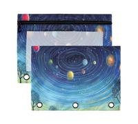 Fuauuyl Solar System - Astuccio per raccoglitori a 3 anelli, con finestrella trasparente, per raccoglitori, con cerniera, confezione da 2, B, one sizex2, Organizer per borse