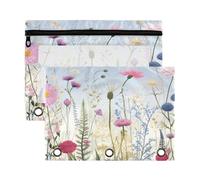 Fuauuyl Spring Wild Flowers (2) Astuccio per raccoglitori a 3 anelli, astuccio trasparente con finestra per raccoglitore, astuccio con cerniera, confezione da 2, B, one sizex2, Organizer per borse