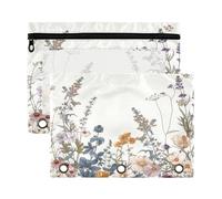 Fuauuyl Spring Wild Flowers (21) Astuccio per raccoglitori a 3 anelli, astuccio trasparente con finestra per raccoglitore, astuccio con cerniera, confezione da 2, B, one sizex2, Organizer per borse