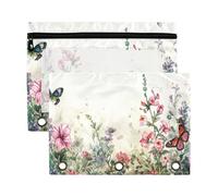 Fuauuyl Spring Wild Flowers (4) Astuccio per raccoglitori a 3 anelli, astuccio trasparente con finestra per raccoglitore, astuccio con cerniera, confezione da 2, B, one sizex2, Organizer per borse