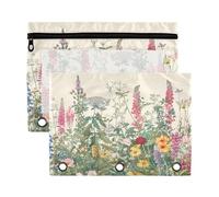 Fuauuyl Spring Wild Flowers (6) astuccio per raccoglitori a 3 anelli, astuccio trasparente con finestra per raccoglitore, astuccio con cerniera, confezione da 2, B, one sizex2, Organizer per borse