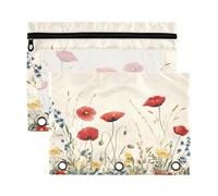 Fuauuyl Wildflowers in Summer (1) astuccio per raccoglitore a 3 anelli, astuccio trasparente con finestra per raccoglitore, astuccio con cerniera, confezione da 2