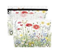 Fuauuyl Wildflowers in Summer (2) astuccio per raccoglitori a 3 anelli, astuccio trasparente con finestra per raccoglitore, astuccio con cerniera, confezione da 2