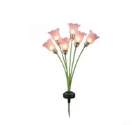 FUBESK ABS resistente alle intemperie della luce solare IP55 del giardino | 6 teste di fiori in fiore, colore giallo, rosa, viola, blu, IP55, sensore automatico del tramonto all'alba, palo alto 75 cm