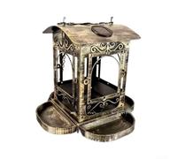 FUBESK Alimentatore solare per uccelli all'aperto con estetica antica, illuminazione integrata e fori di drenaggio per stoccaggio asciutto (Retro solar)